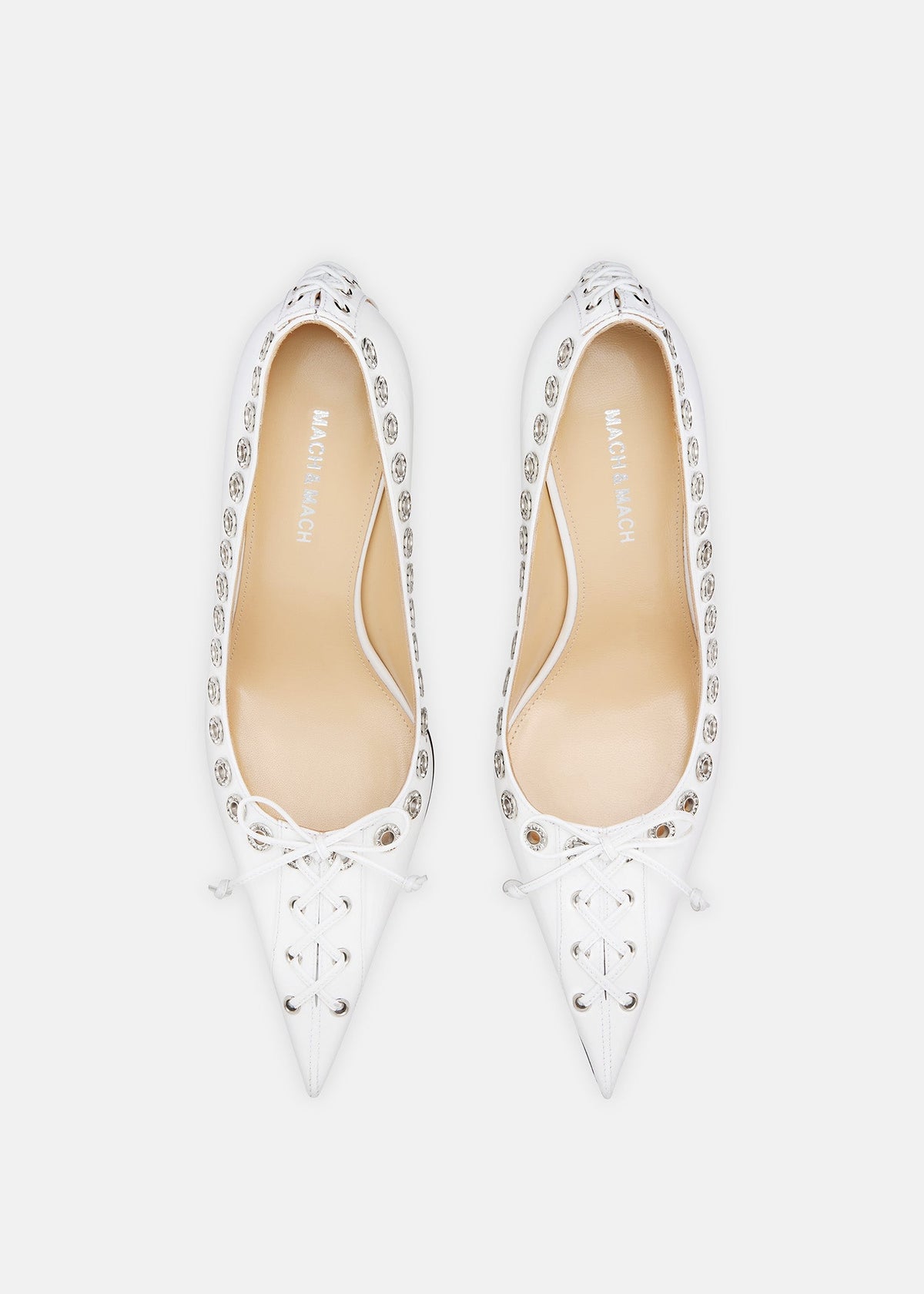 Cosette White Crystal Pumps – crystal detail view showing crystal, patent leather, red, Vowalisse