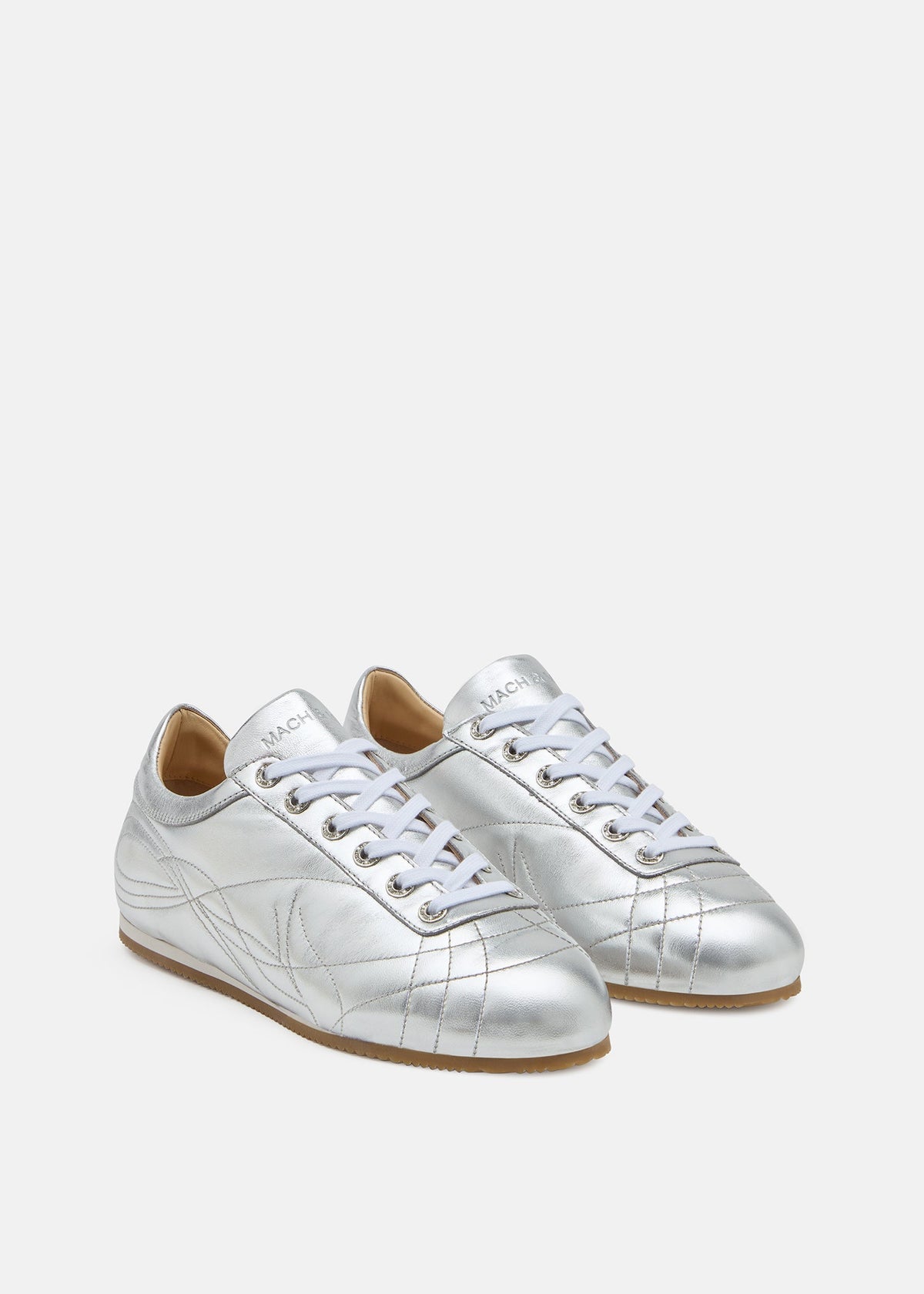 Leonora Silver Silver Flats – side profile showing silver, red, Vowalisse