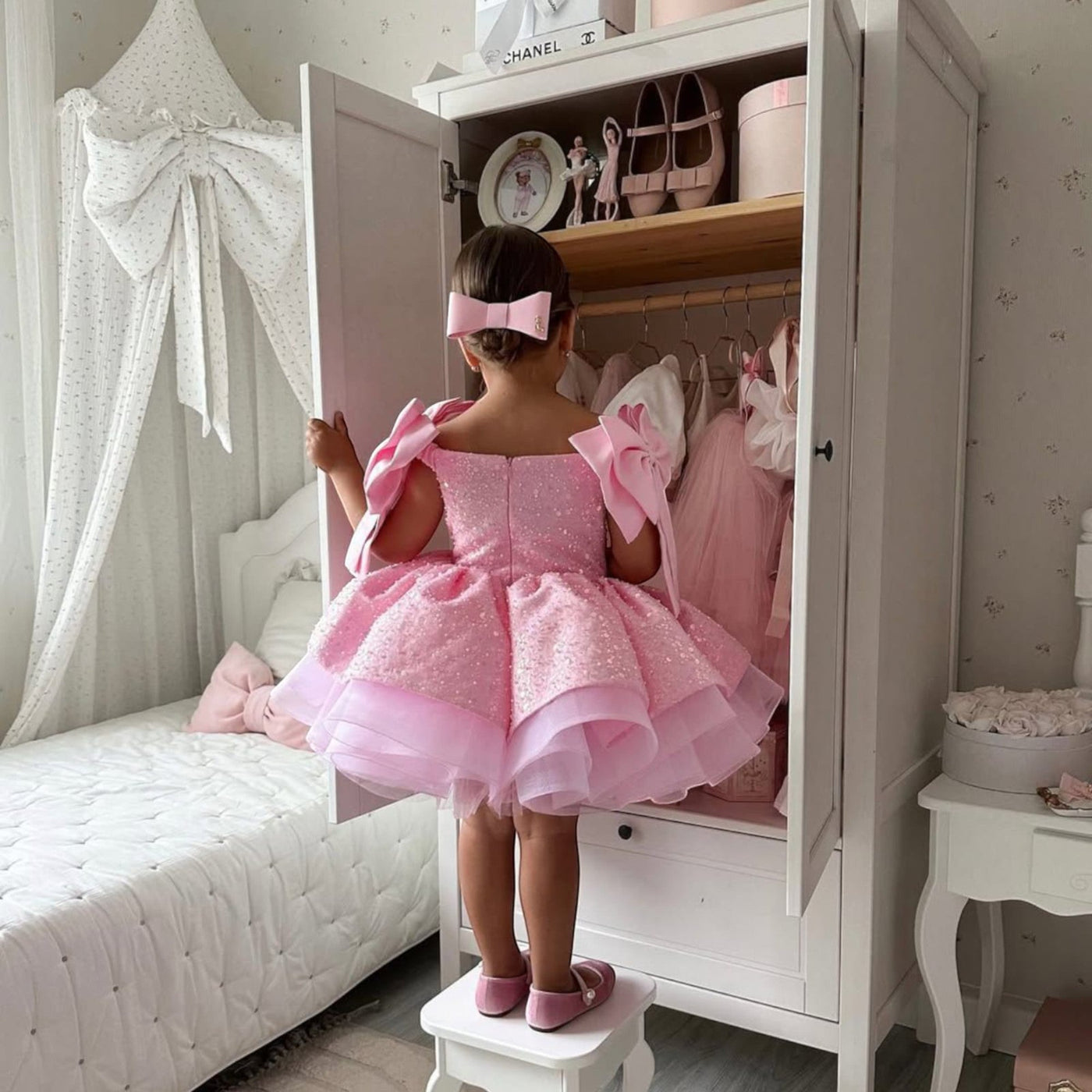 Holiday Pink Flower Girl Birthday baby girl first birthday dress, additional product image 2 by Vowalisse