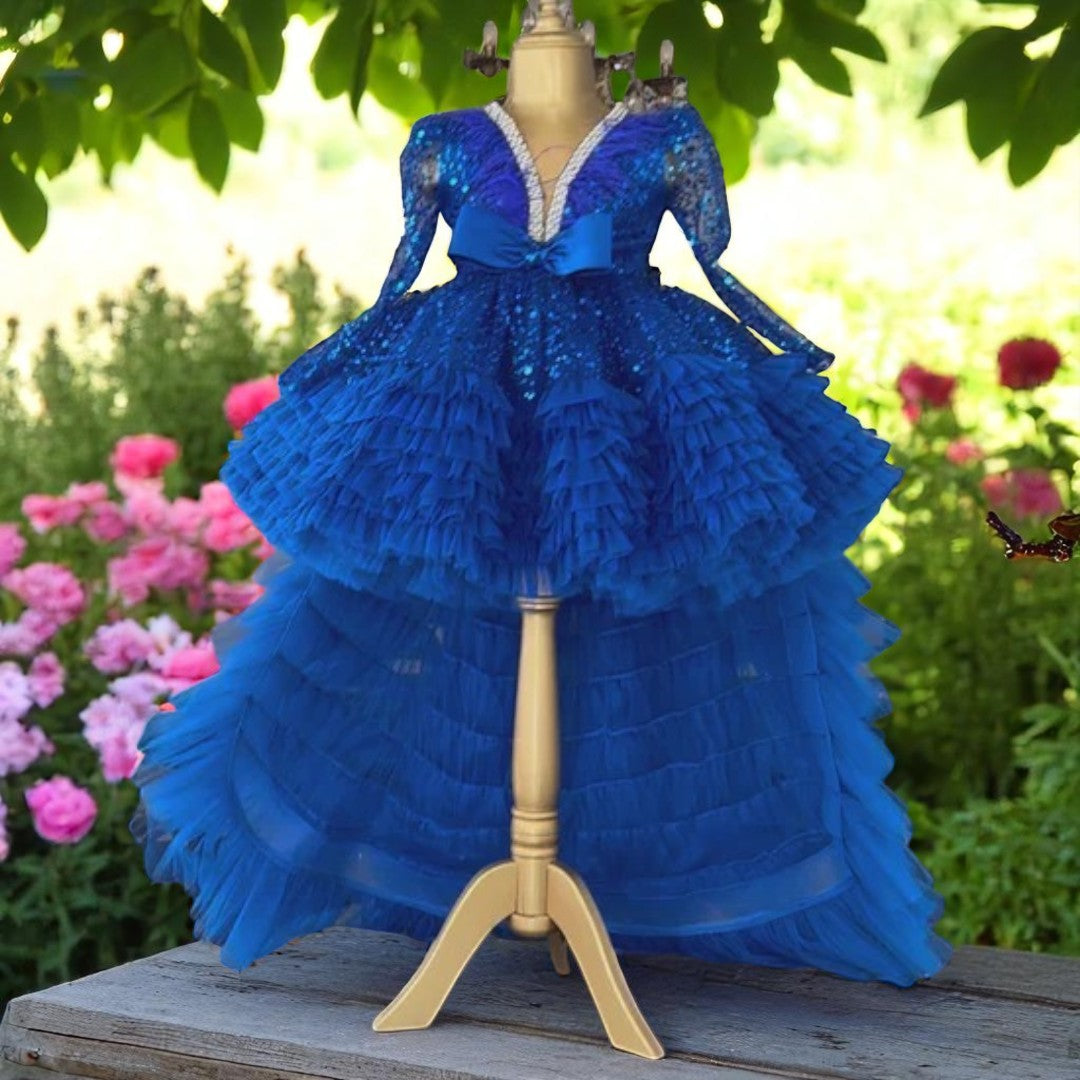 Cleopatra Blue Mermaid Birthday Dress For Girls, baby girl first birthday dress, main product image by Vowalisse