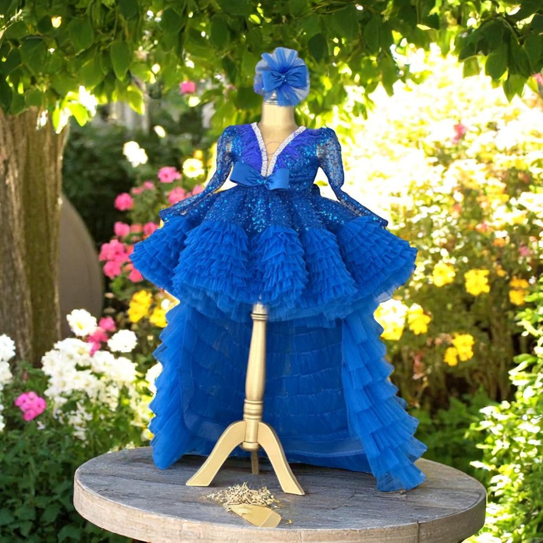 Cleopatra Blue Mermaid Birthday Dress For Girls, baby girl first birthday dress, additional product image 6 by Vowalisse