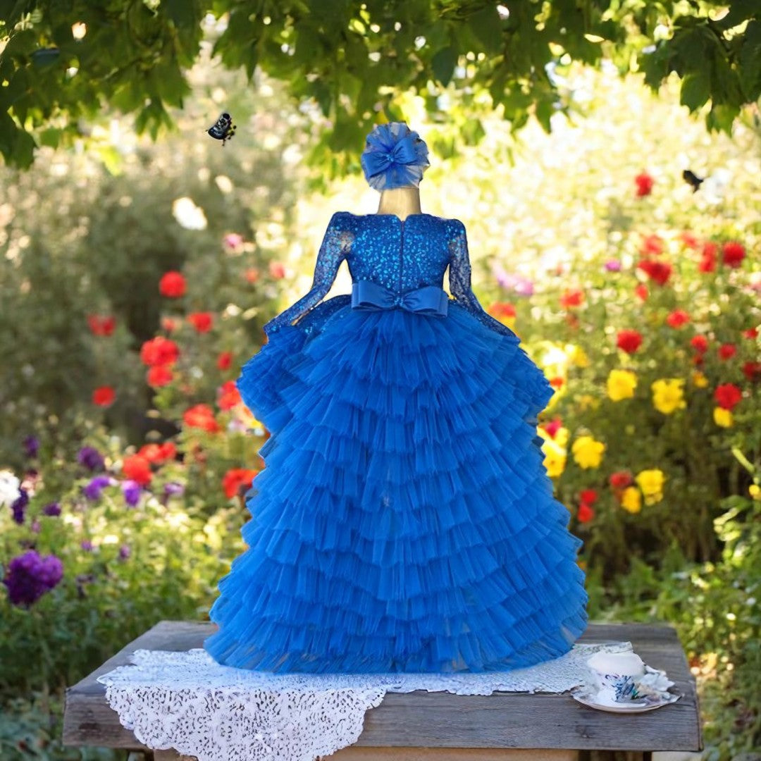 Cleopatra Blue Mermaid Birthday Dress For Girls, baby girl first birthday dress, additional product image 8 by Vowalisse