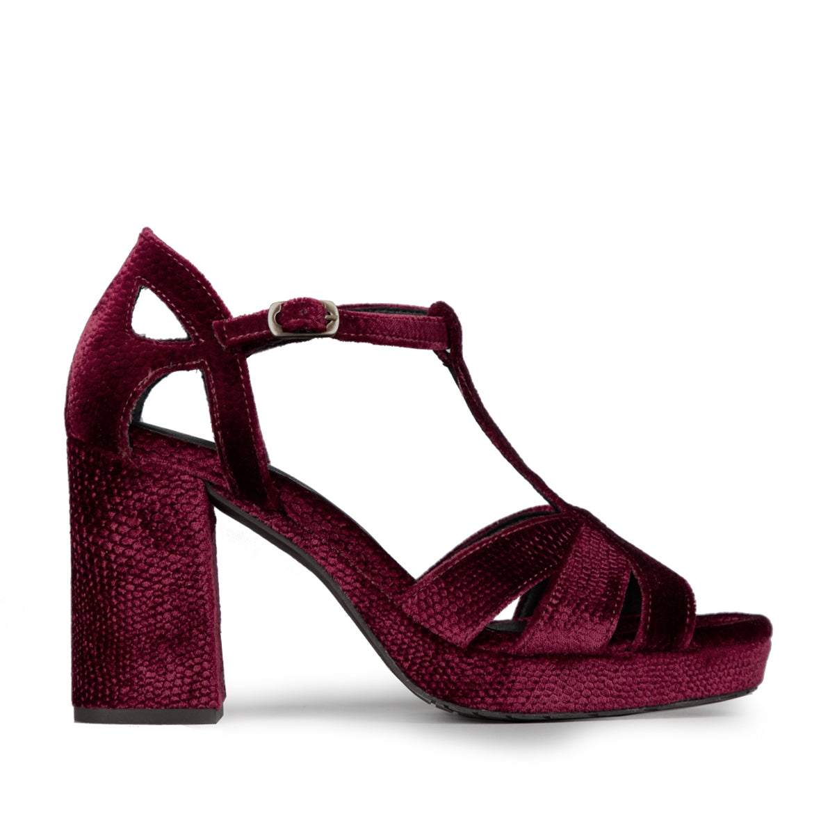 Valerie Red Velvet Block Heel Bridal Heels VOWALISSE bridal shoes – view 11
