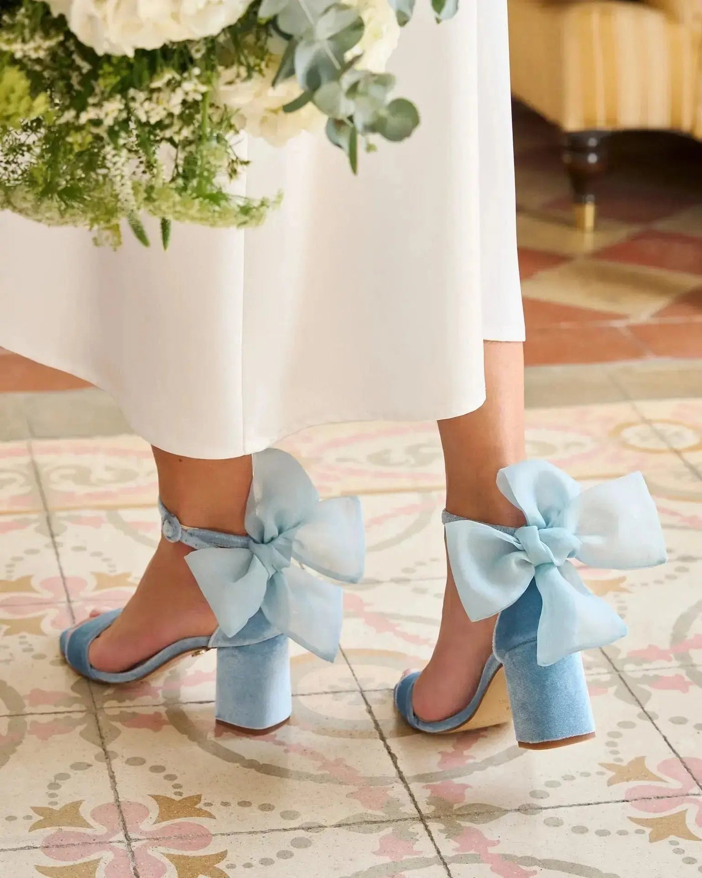 Emerald Green Velvet Block Heel Bridal Heels VOWALISSE bridal shoes – view 2