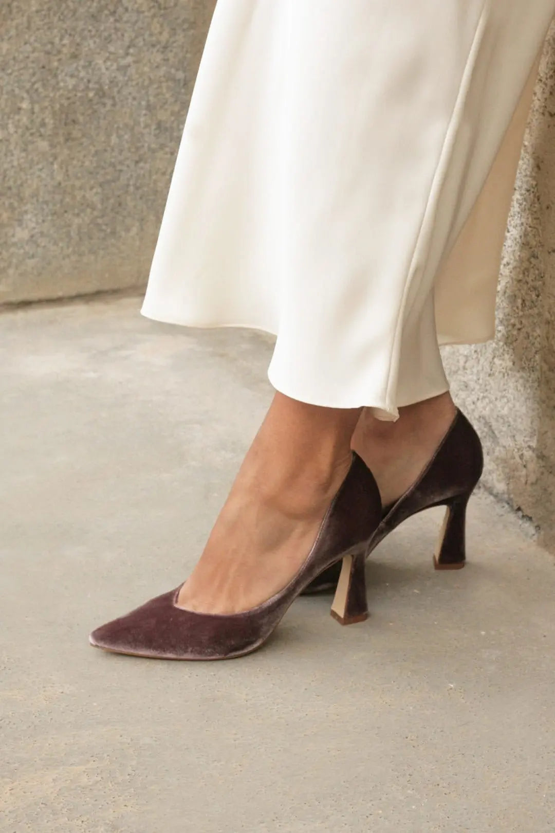 Green Velvet Block Heel Bridal Heels VOWALISSE bridal shoes – view 2