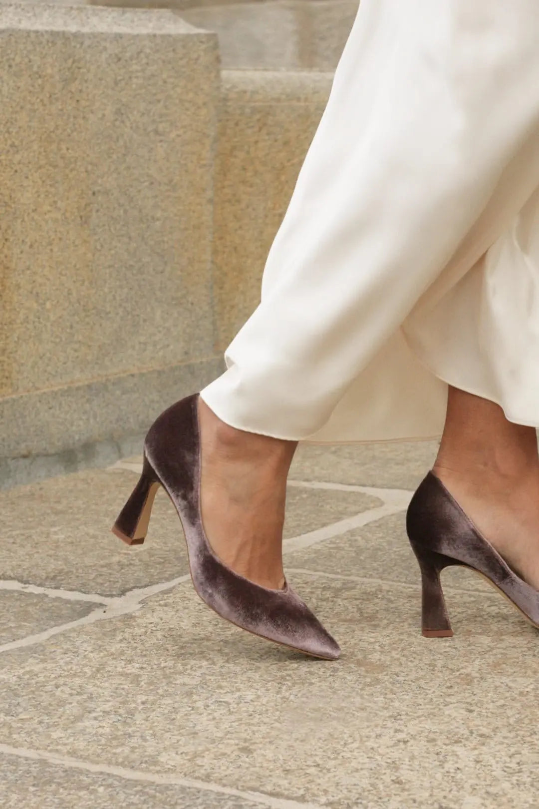 Green Velvet Block Heel Bridal Heels VOWALISSE bridal shoes – view 3