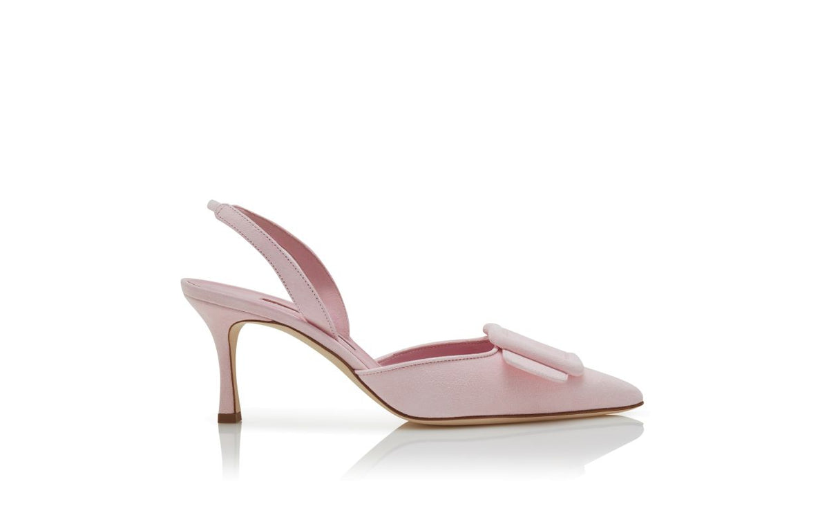 Adriana Dream Pink Slingback Slingbacks – side profile showing pink slingback, pointed toe, suede, Vowalisse