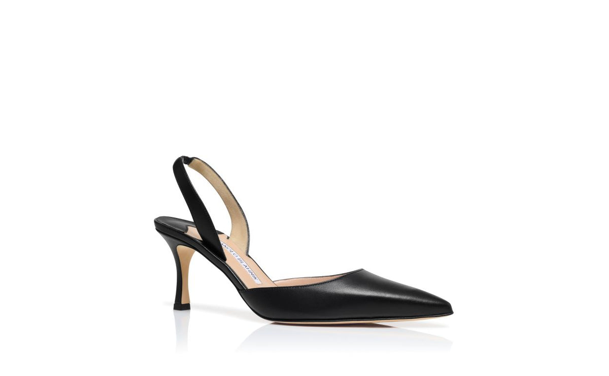 Adriana Flame Black Slingback Slingbacks – top view showing black slingback, pointed toe, nappa leather, Vowalisse