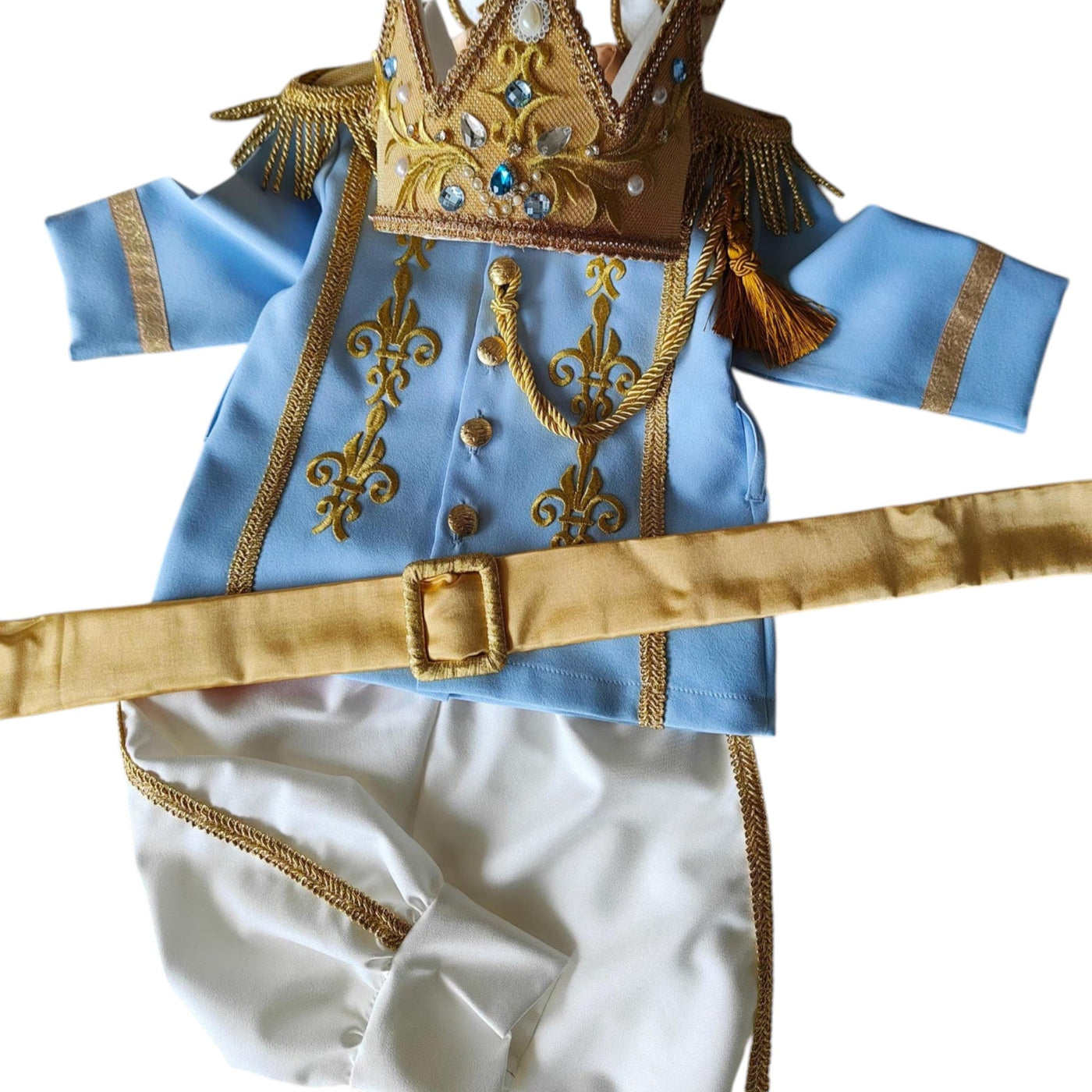 William Navy Blue & Gold Personalized Baby Prince Costume, baby boy first birthday outfit, additional product image 2 by