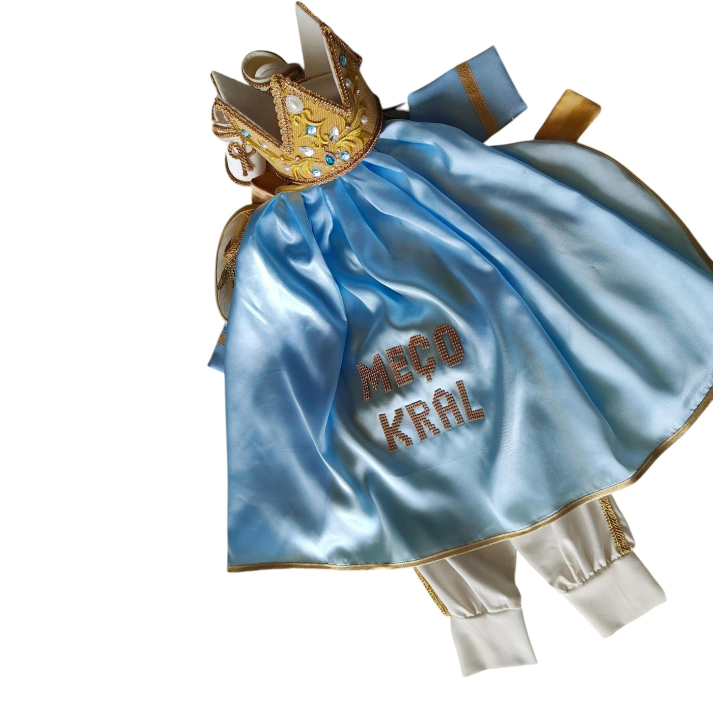 William Navy Blue & Gold Personalized Baby Prince Costume, baby boy first birthday outfit, additional product image 3 by