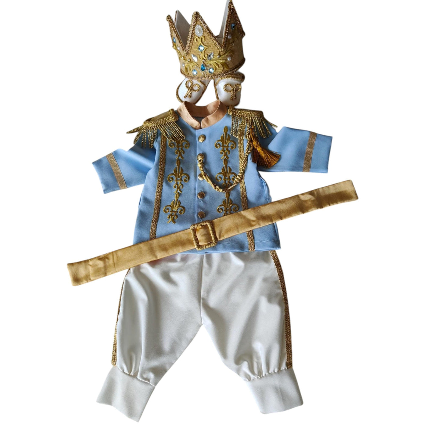William Navy Blue & Gold Personalized Baby Prince Costume, baby boy first birthday outfit, additional product image 4 by