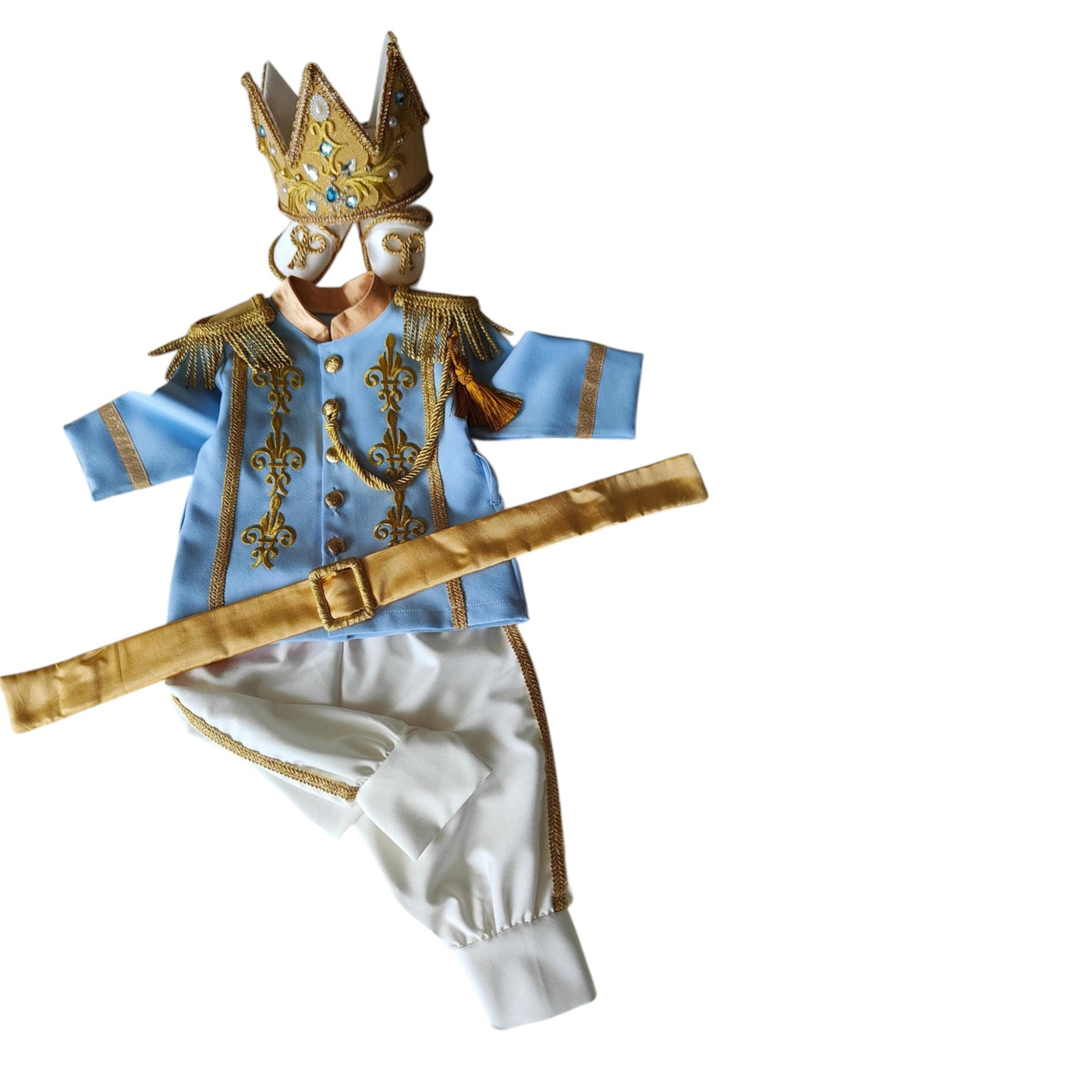William Navy Blue & Gold Personalized Baby Prince Costume, baby boy first birthday outfit, additional product image 5 by