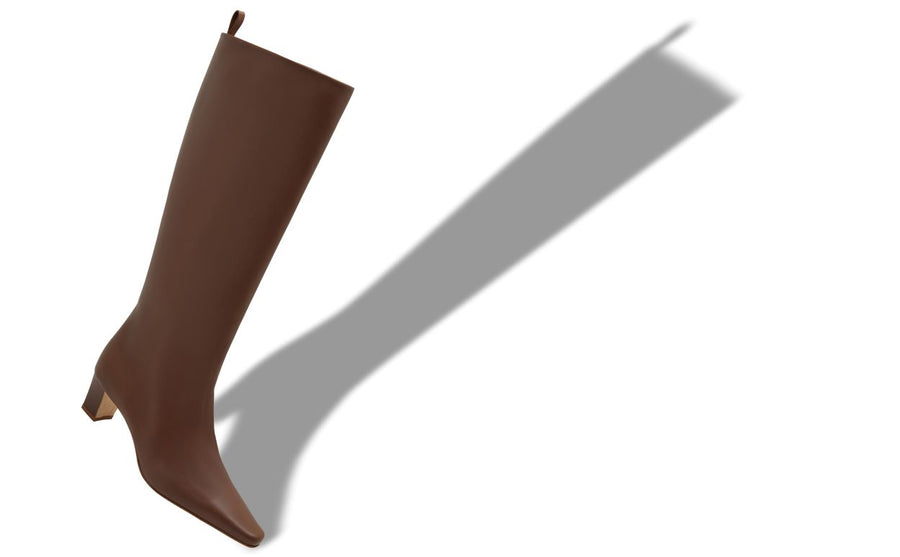 Seraphina Velvet Brown Almond Toe Knee-High Boots