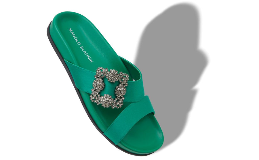 Adriana Jewel Green Jewel Buckle Mules