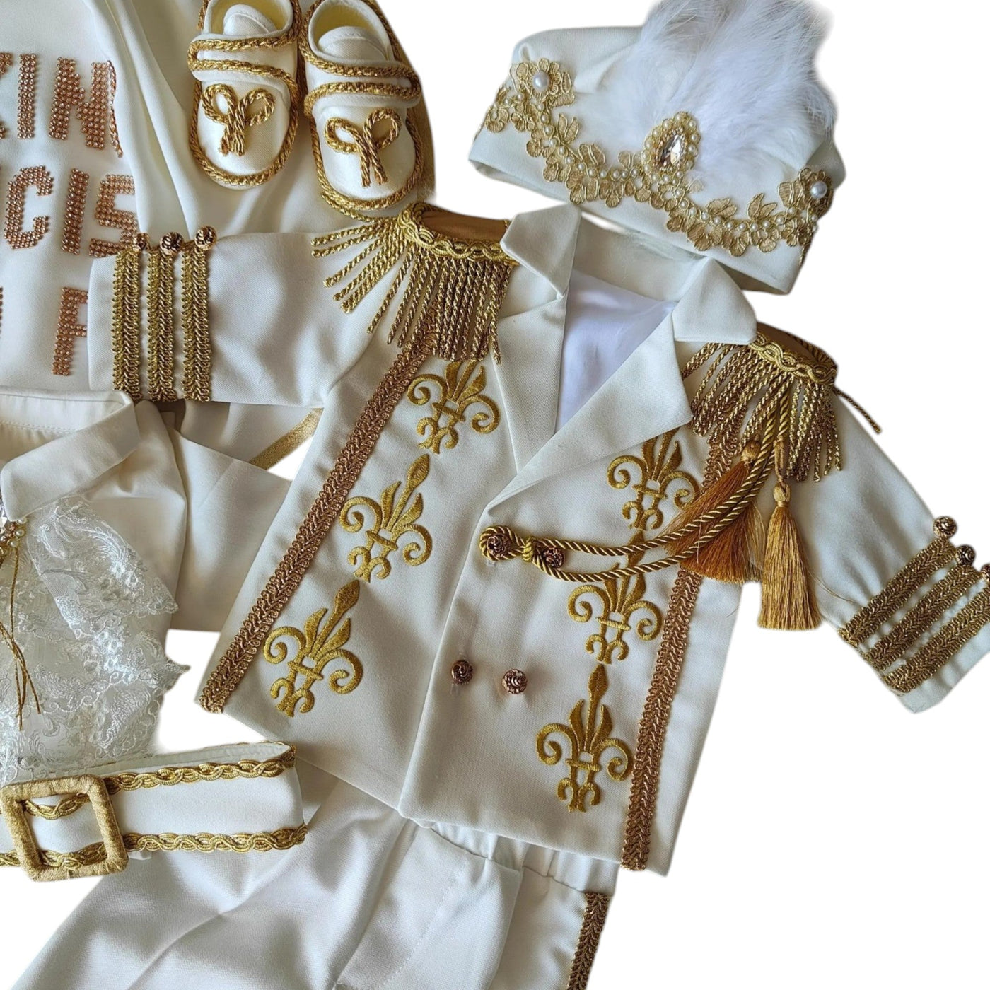 Baptism White & Gold Baby Boy Baptism Prince baby boy first birthday outfit, additional product image 6 by Vowalisse