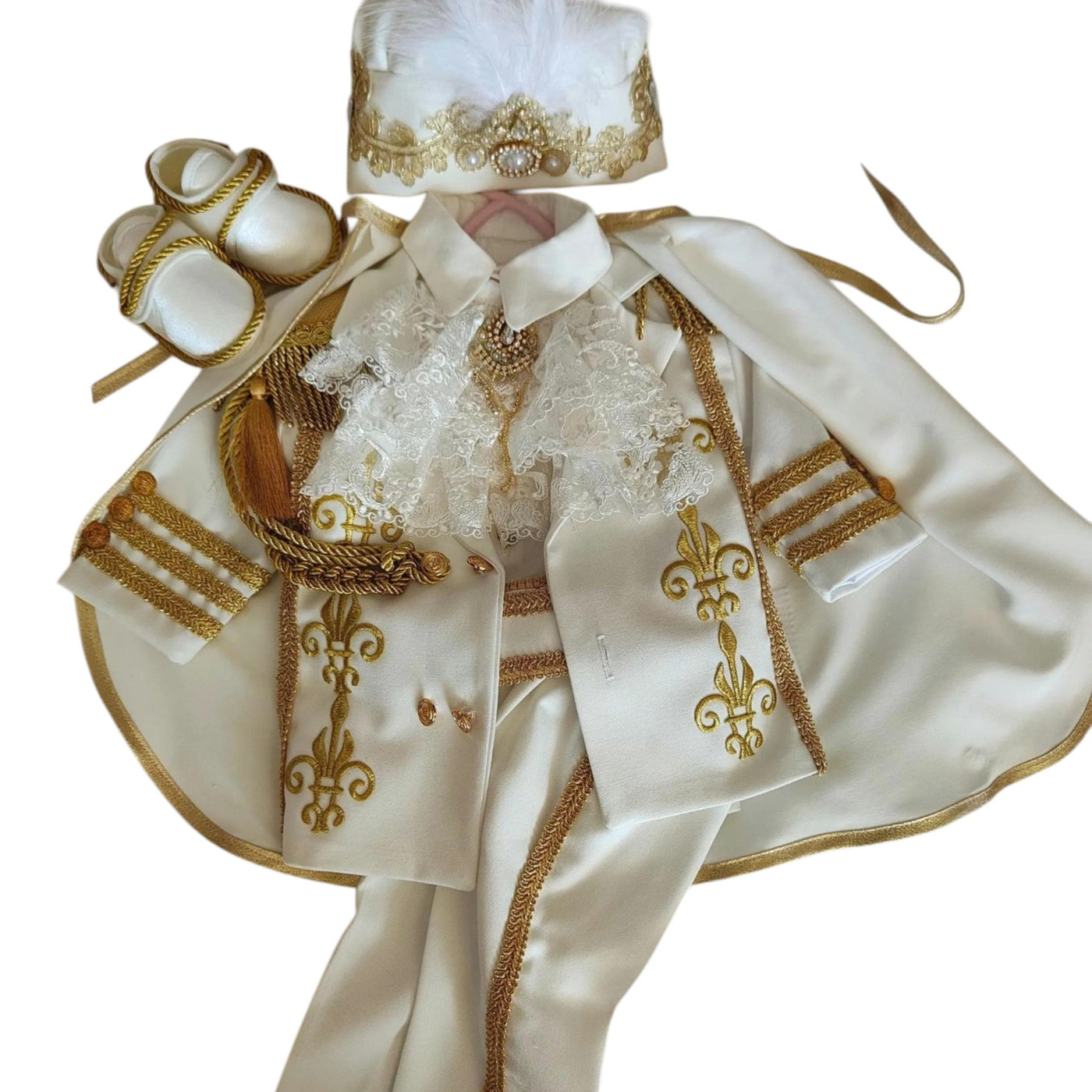 Baptism White & Gold Baby Boy Baptism Prince baby boy first birthday outfit, additional product image 8 by Vowalisse