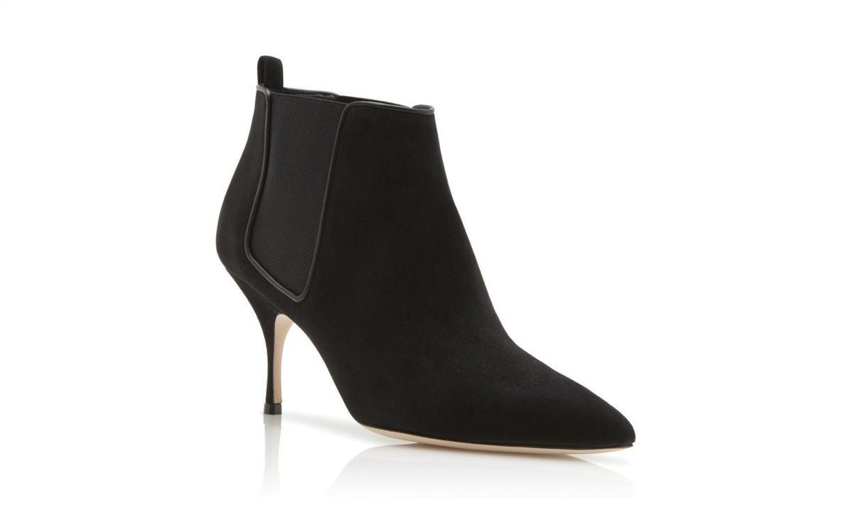 Cressida Dream Black Suede Ankle Boots – top view showing black suede, Vowalisse