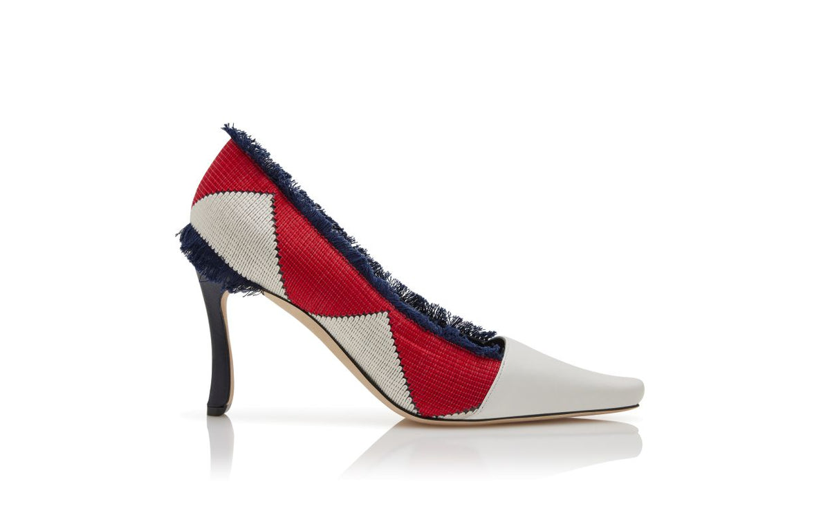 Anastasia Pearl Red Almond Toe Pumps – side profile showing red almond toe, Vowalisse