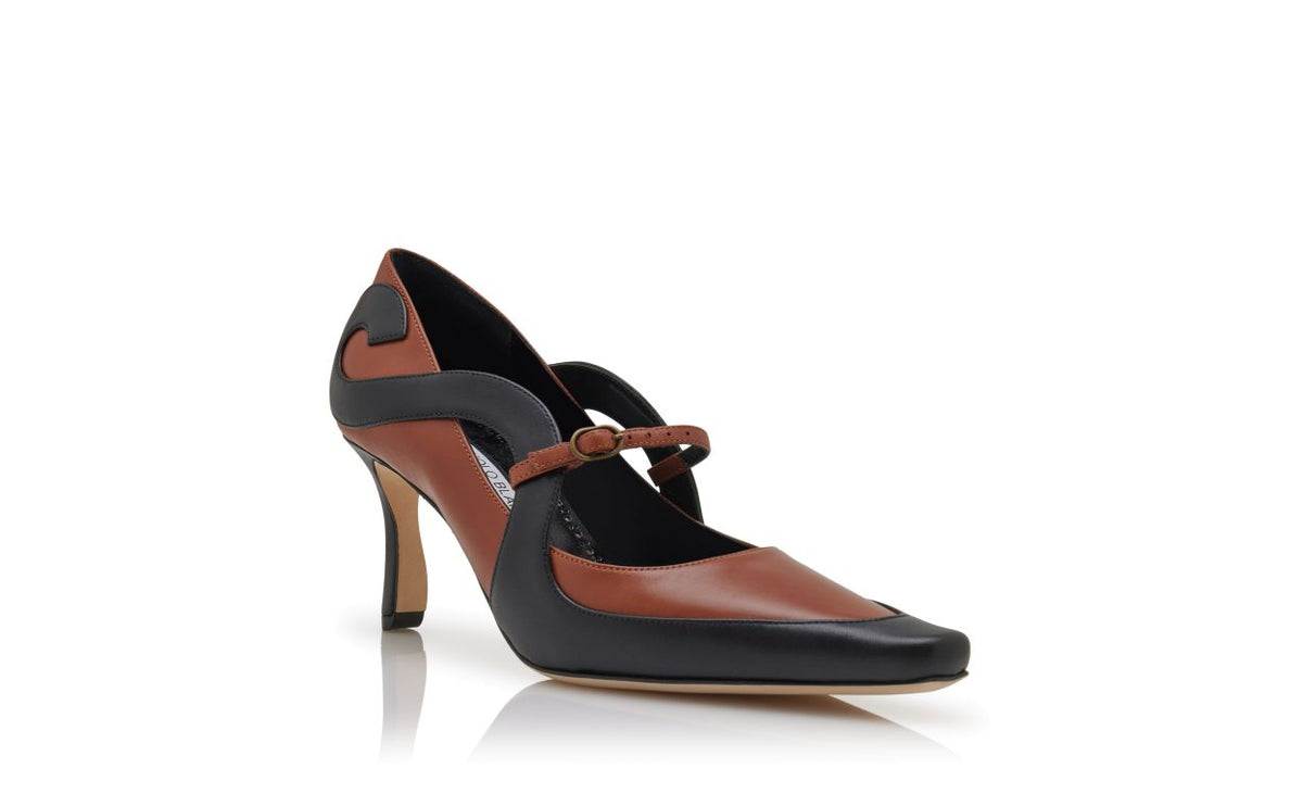 Clarisse Star Black Almond Toe Mary Jane Shoes – top view showing black almond toe, nappa leather, Vowalisse