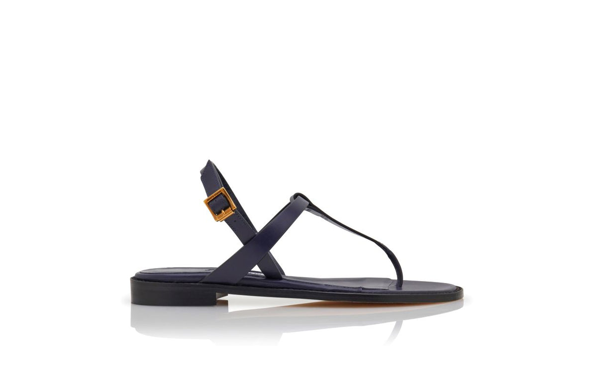 Celeste Grace Blue Ankle Strap T-Bar Shoes – side profile showing blue ankle strap, open toe, Vowalisse