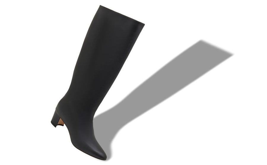 Celeste Lace Black Pointed Toe Knee-High Boots