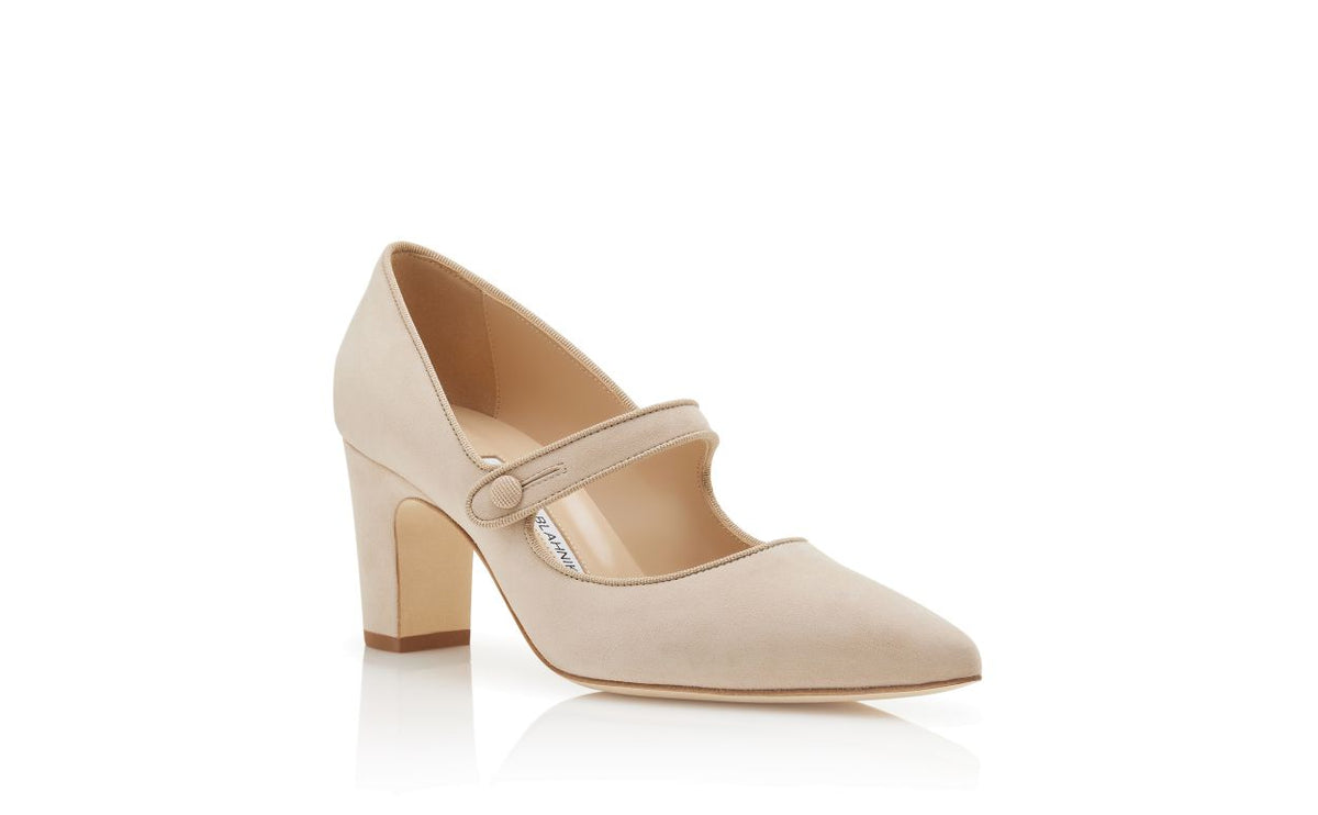 Camellia Shine Neutral Pointed Toe Mary Jane Shoes – top view showing neutral pointed toe, suede, Vowalisse