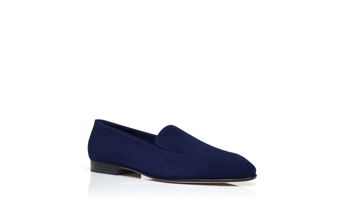 Lunette Halo Blue Round Toe Loafers – top view showing blue round toe, suede, Vowalisse