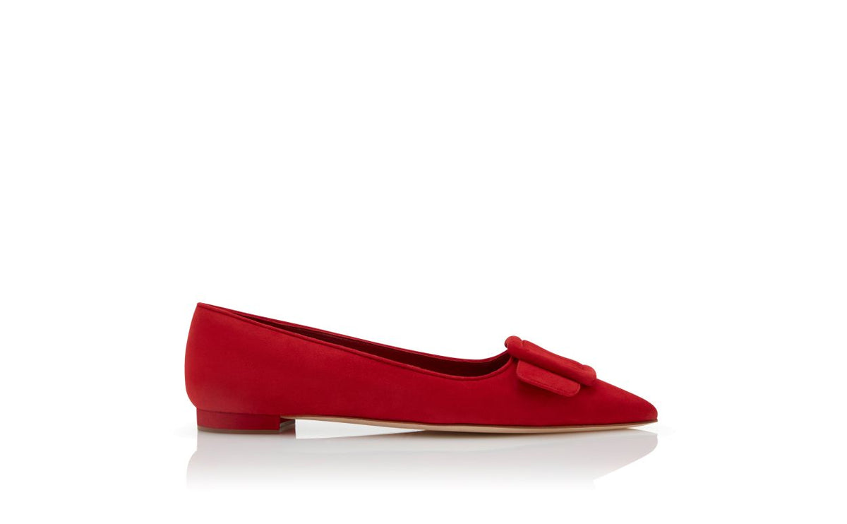 Lucienne Dream Red Almond Toe Pumps – side profile showing red almond toe, suede, Vowalisse