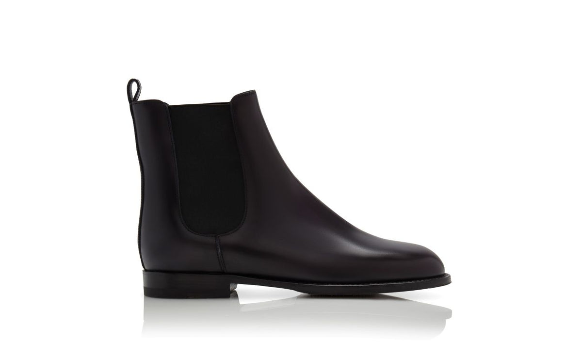 Ophelia Flame Black Signature Ankle Boots – side profile showing black refined detailing, Vowalisse