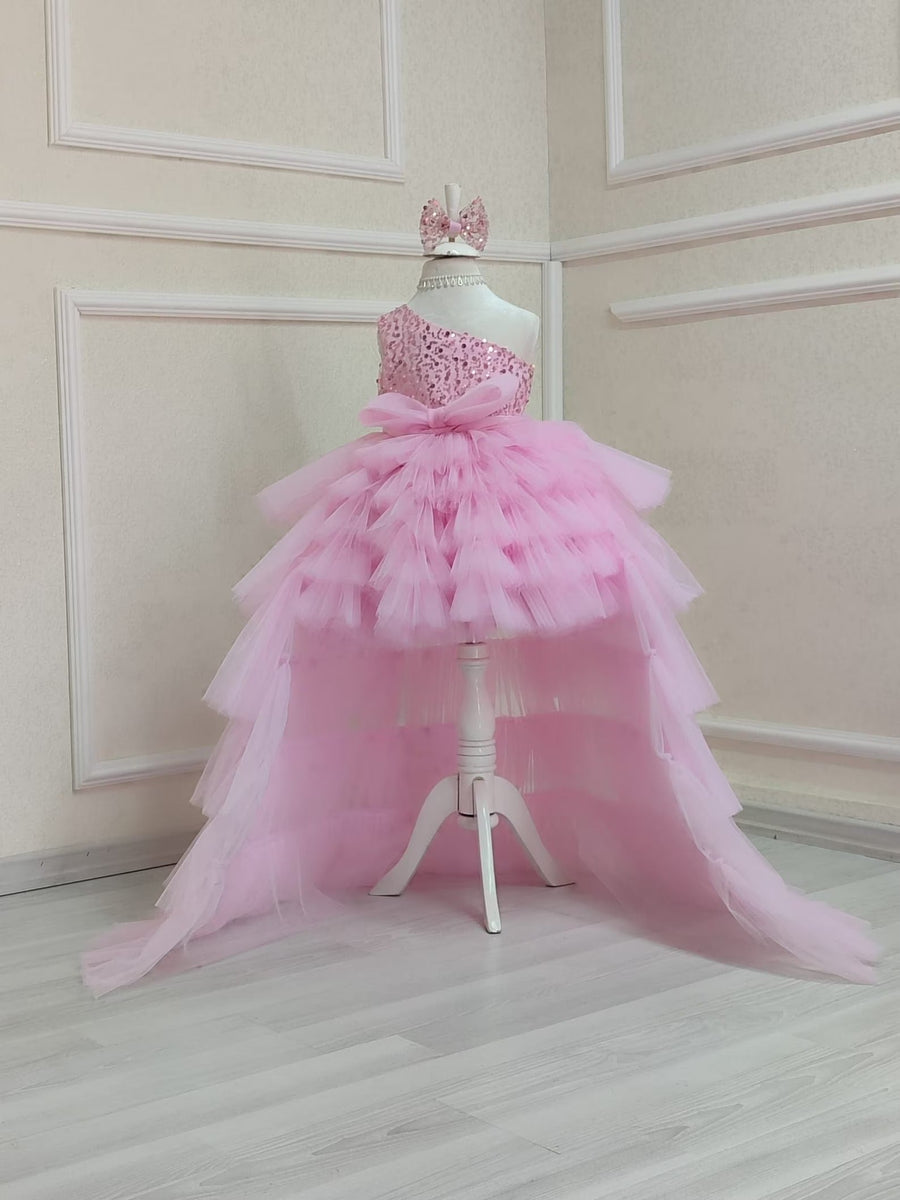 Tulle Pink Mermaid Birthday Dress For Girls – Vowalisse