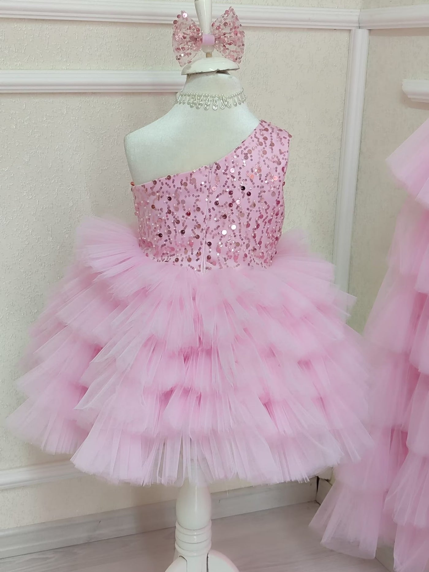Tulle Pink Mermaid Birthday Dress For Girls, baby girl first birthday dress, additional product image 4 by Vowalisse