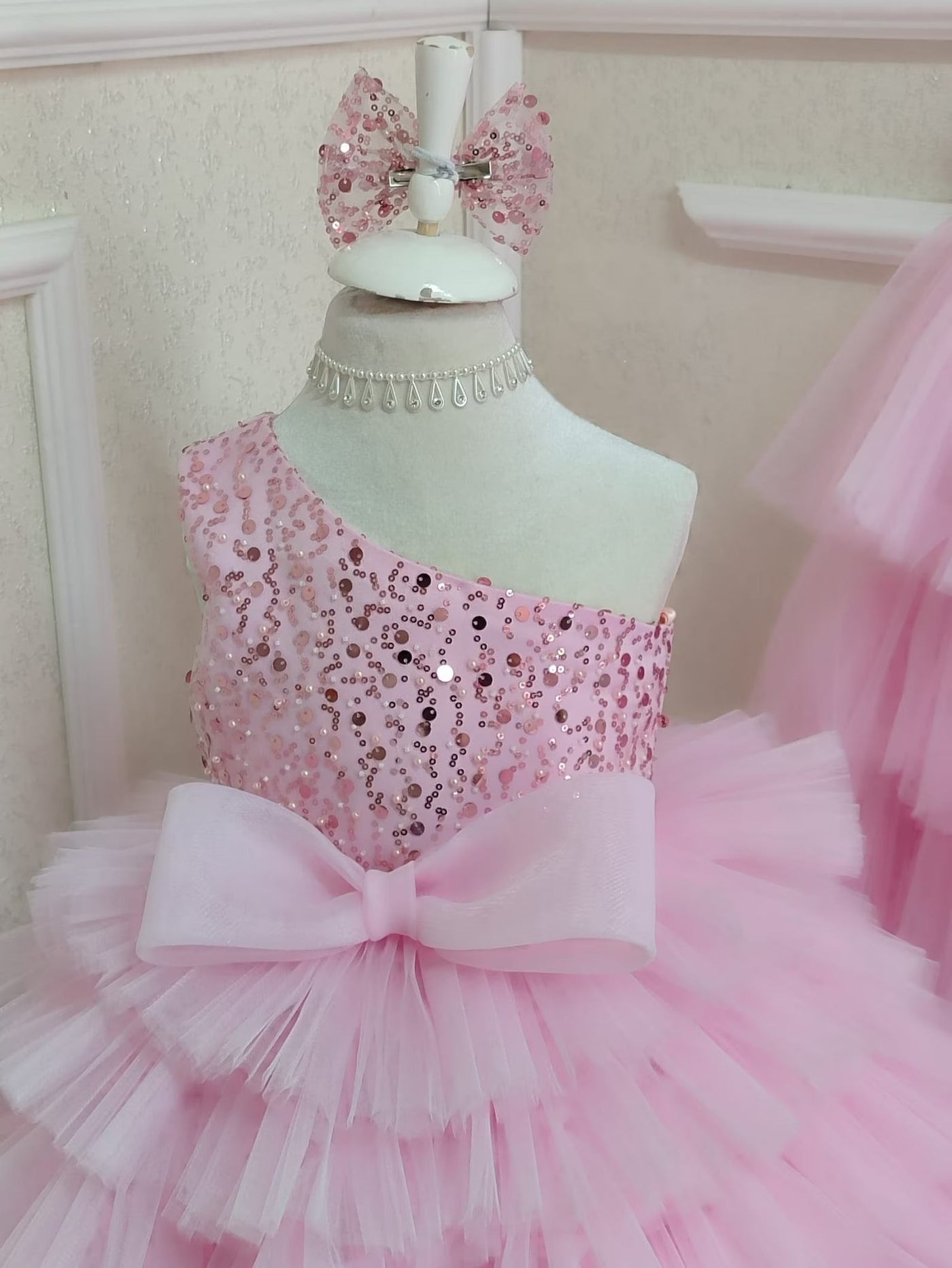 Tulle Pink Mermaid Birthday Dress For Girls, baby girl first birthday dress, additional product image 5 by Vowalisse