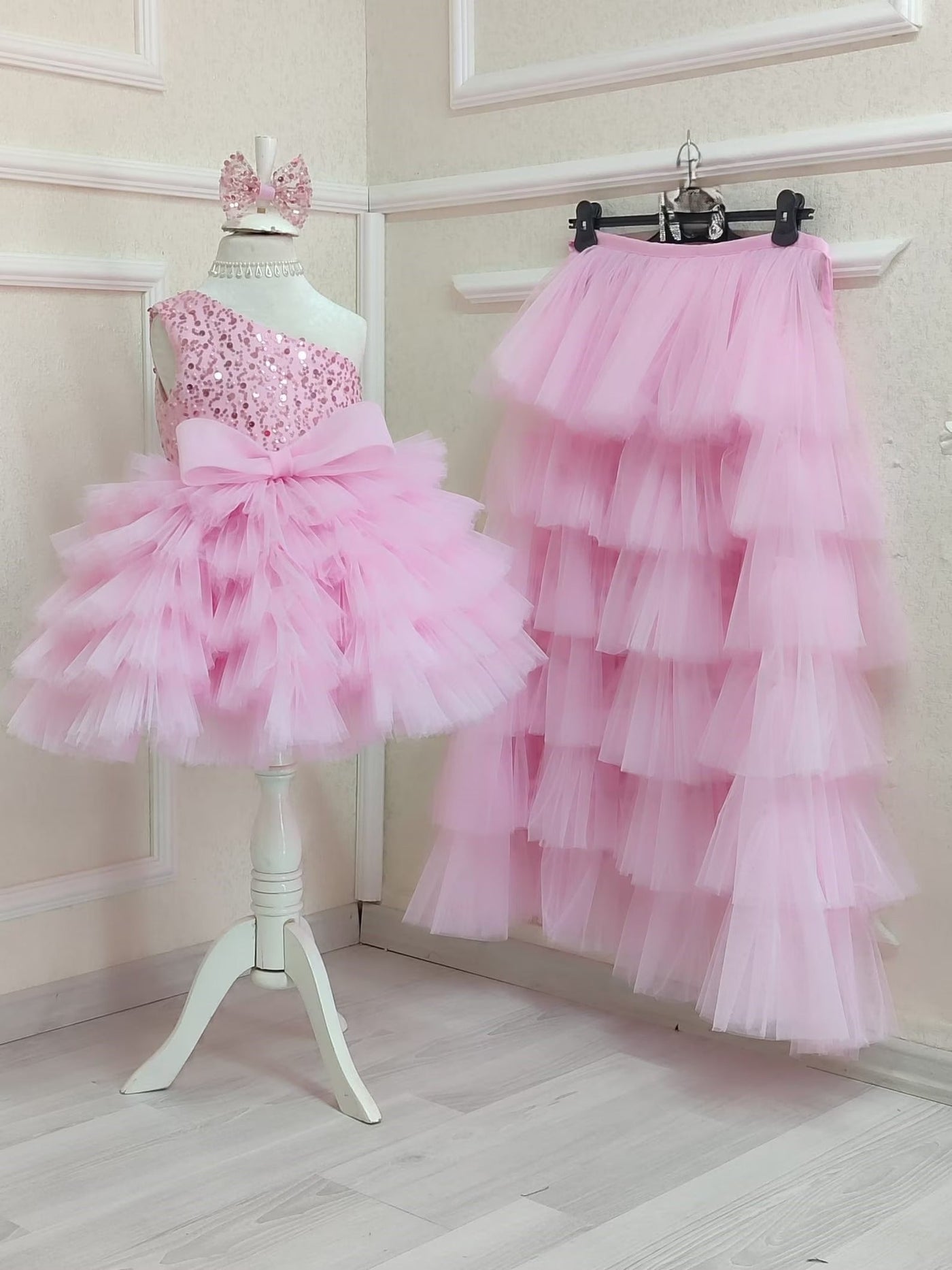 Tulle Pink Mermaid Birthday Dress For Girls, baby girl first birthday dress, additional product image 6 by Vowalisse
