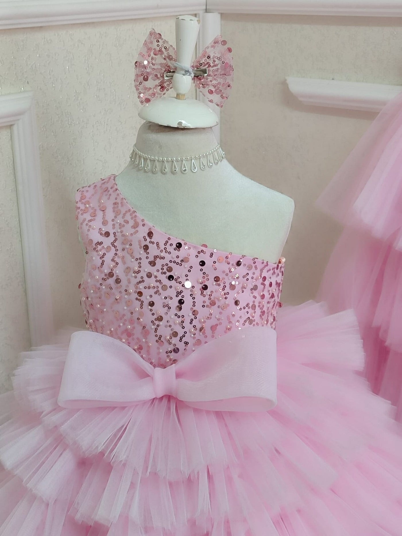 Tulle Pink Mermaid Birthday Dress For Girls, baby girl first birthday dress, additional product image 7 by Vowalisse