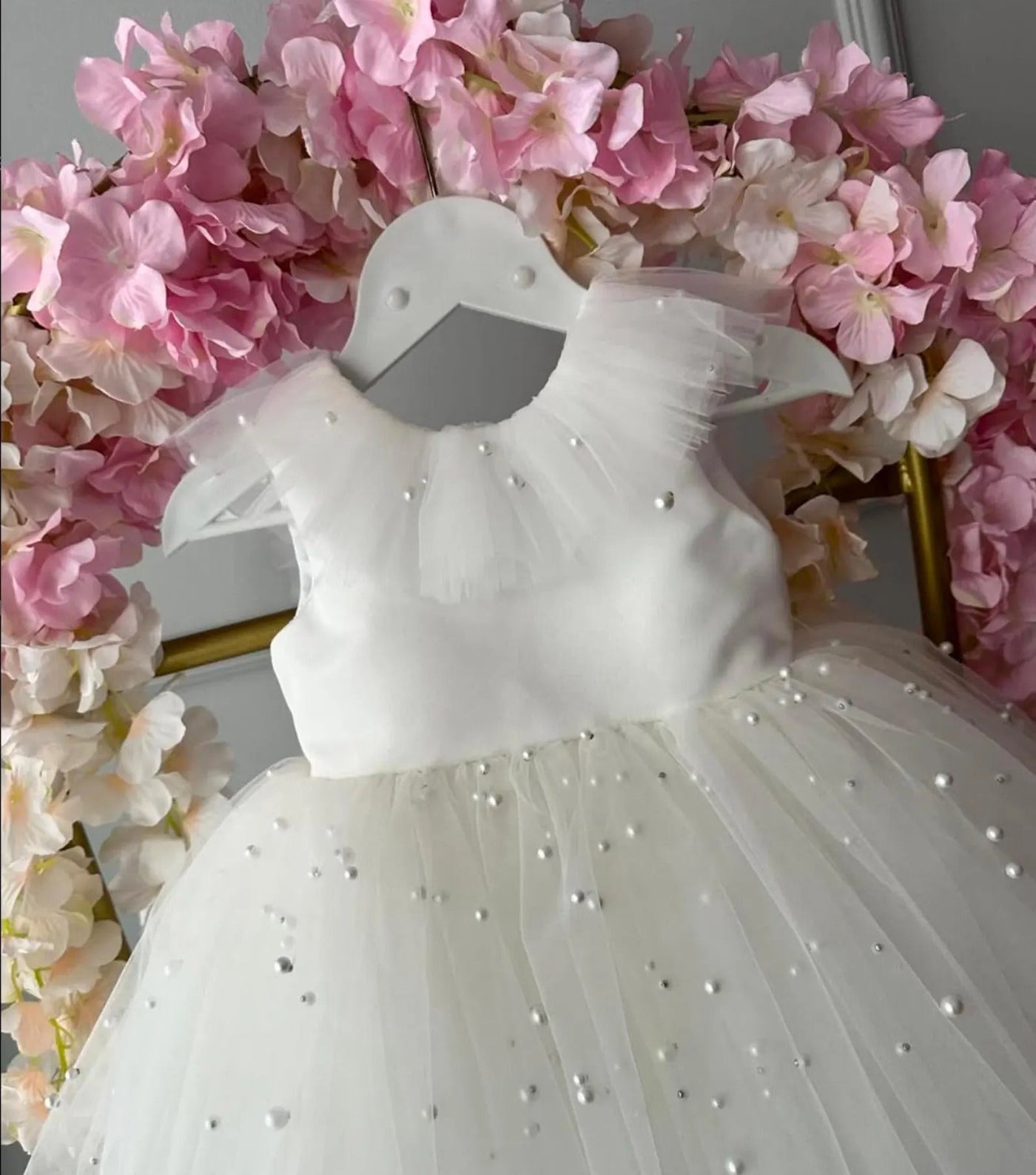 Tutu White Baby Girl Christening baby girl first birthday dress, additional product image 2 by Vowalisse