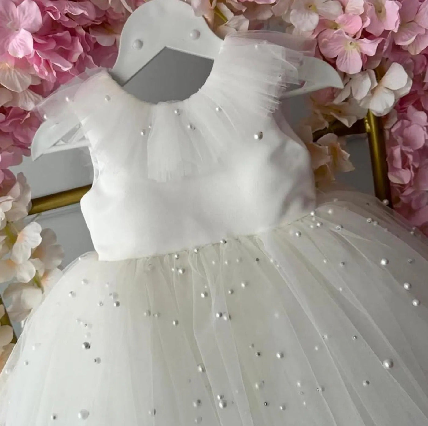 Tutu White Baby Girl Christening baby girl first birthday dress, additional product image 5 by Vowalisse