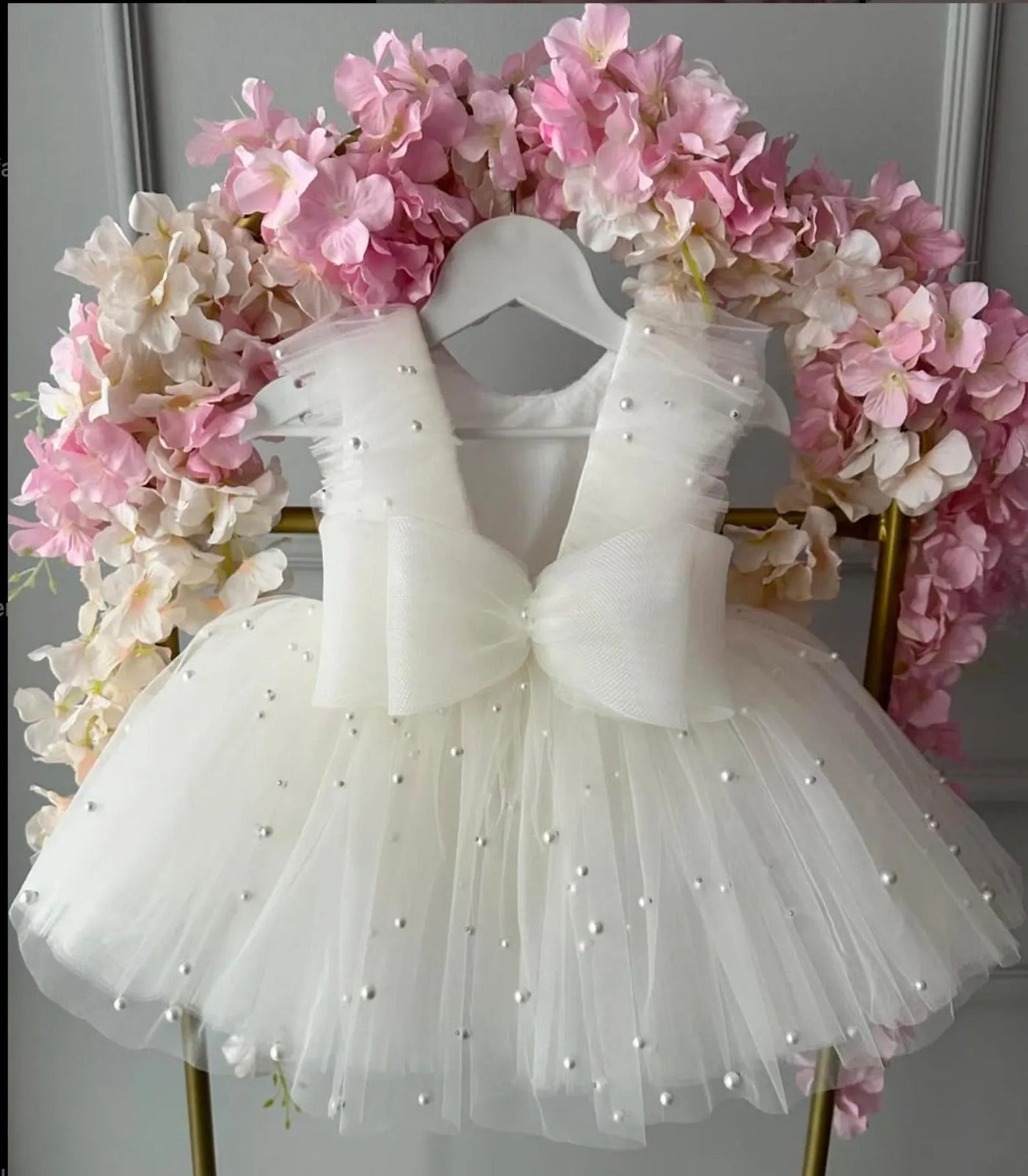 Tutu White Baby Girl Christening baby girl first birthday dress, additional product image 6 by Vowalisse