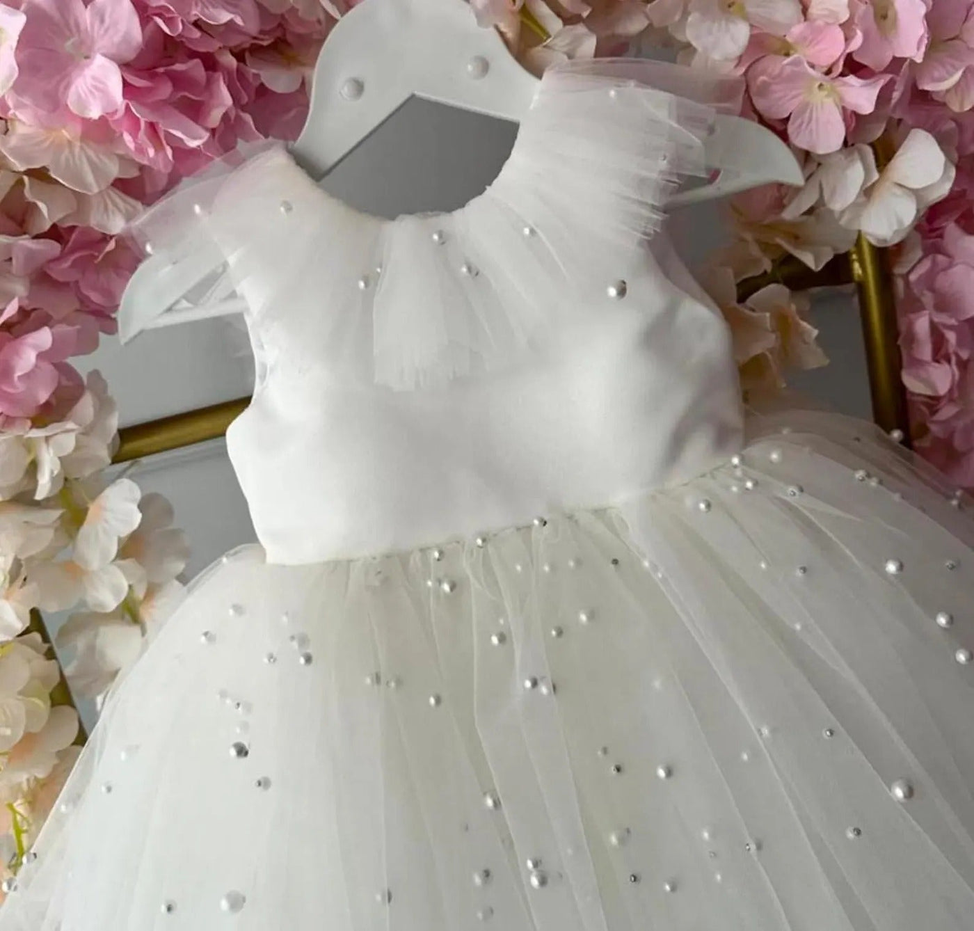 Tutu White Baby Girl Christening baby girl first birthday dress, additional product image 8 by Vowalisse