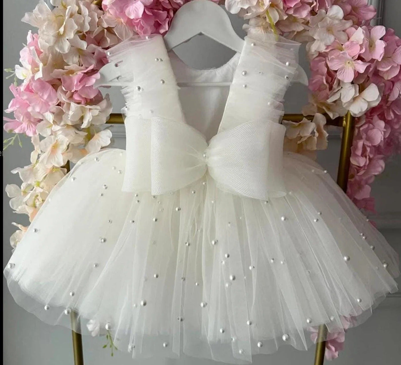 Tutu White Baby Girl Christening baby girl first birthday dress, additional product image 9 by Vowalisse