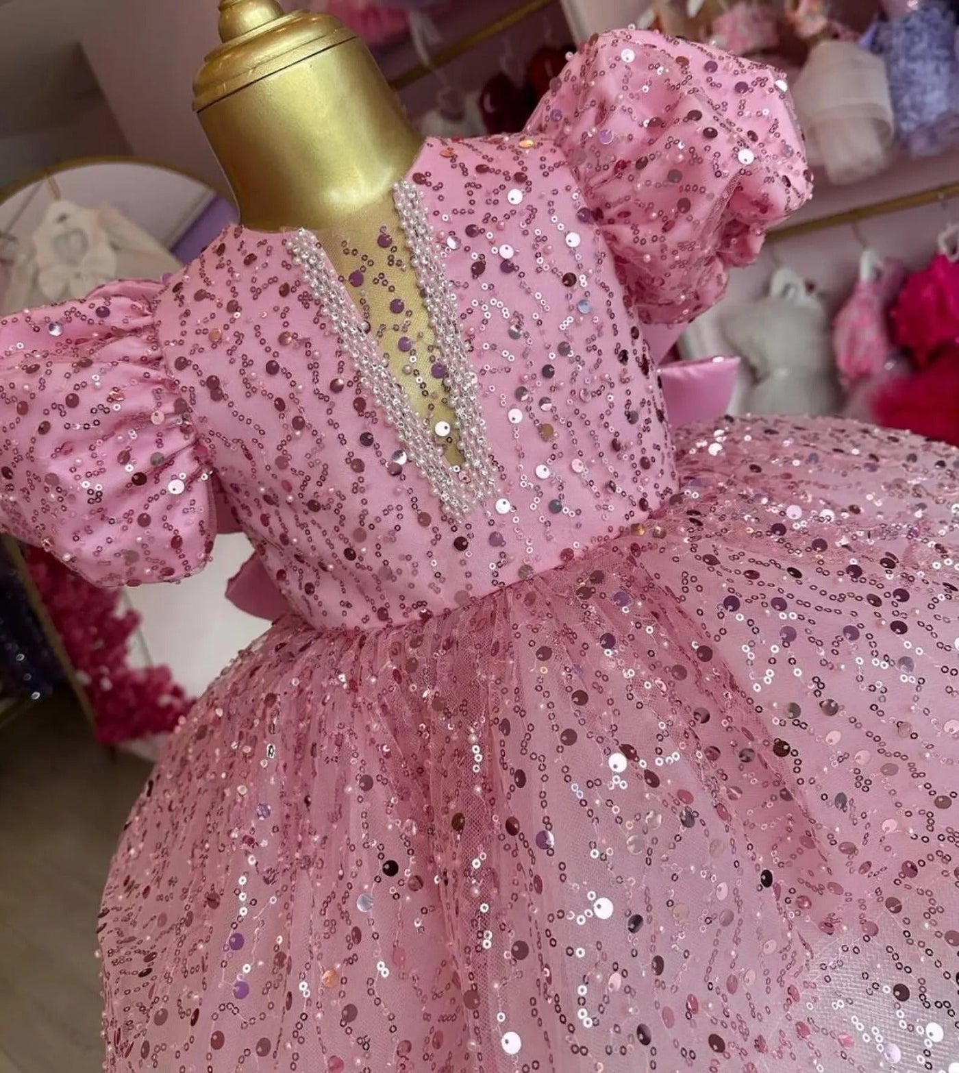 Pearl Pink Mermaid Birthday Dress For Girls 2, baby girl first birthday dress, additional product image 2 by Vowalisse