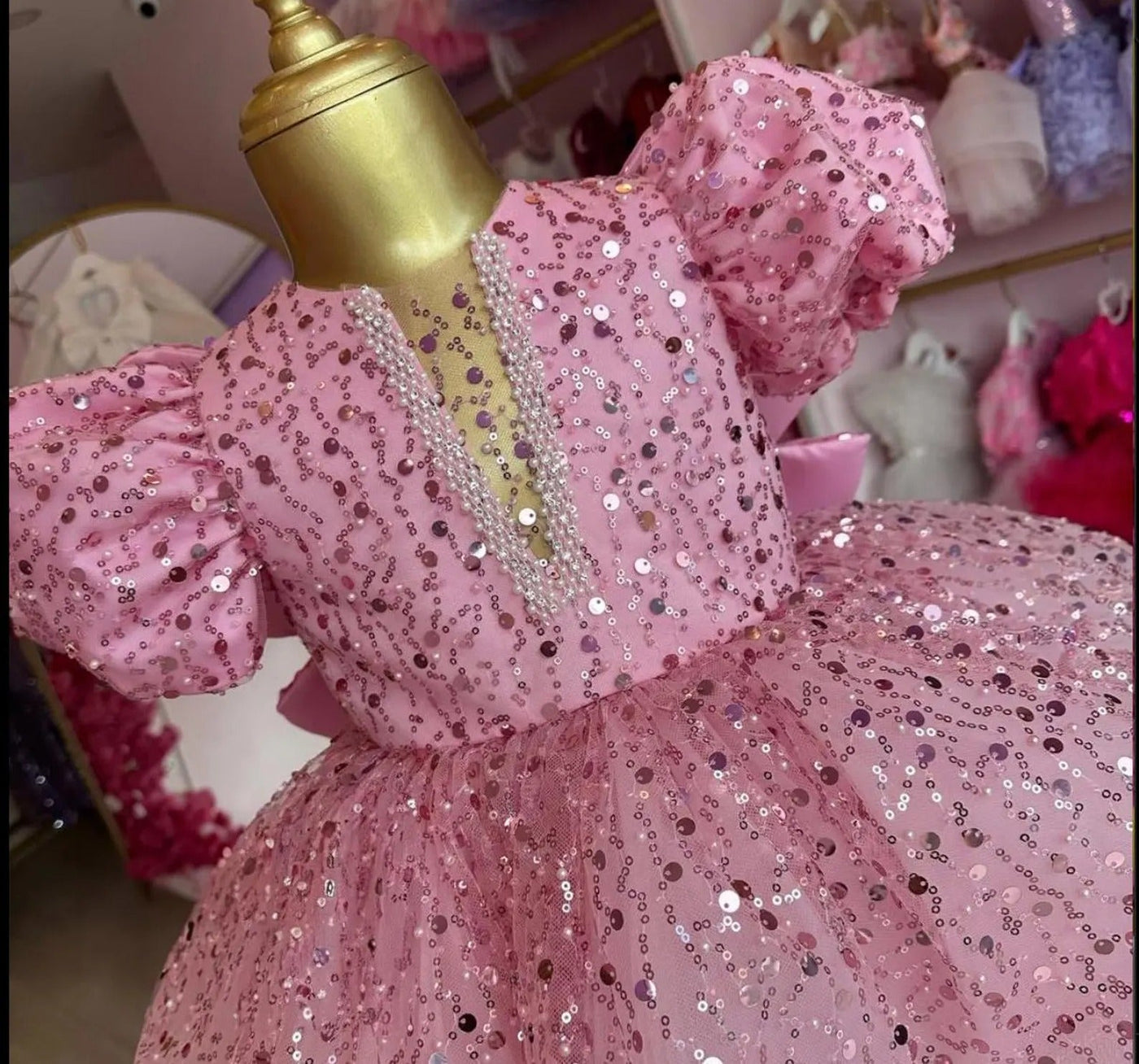 Pearl Pink Mermaid Birthday Dress For Girls 2, baby girl first birthday dress, additional product image 3 by Vowalisse