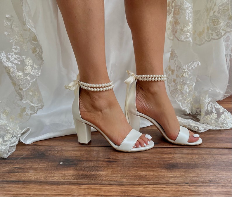 Red Velvet Block Heel Bridal Heels VOWALISSE bridal shoes – view 1