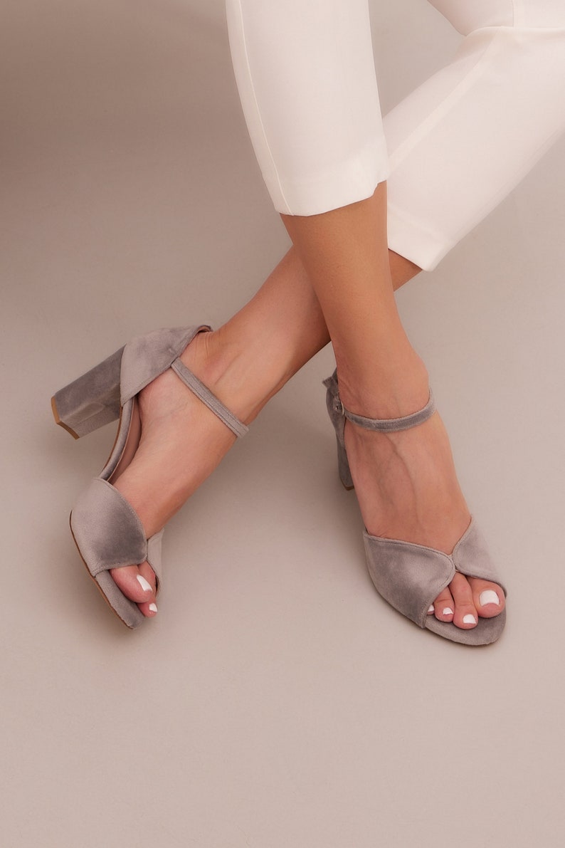 Red Velvet Block Heel Bridal Heels VOWALISSE bridal shoes – view 2