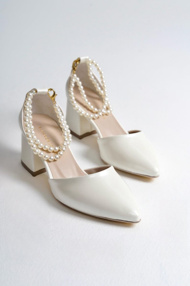Ivory Velvet Block Heel Bridal Heels VOWALISSE bridal shoes – view 8