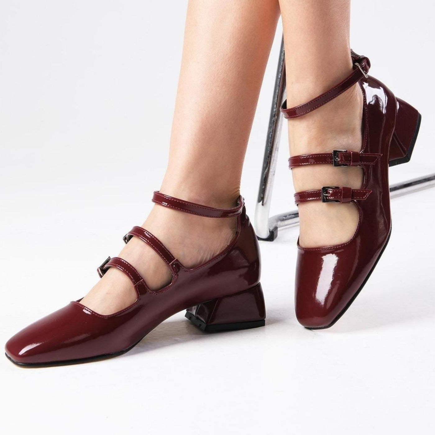 Burgundy Velvet Mary Jane Bridal Shoes VOWALISSE bridal shoes – view 5