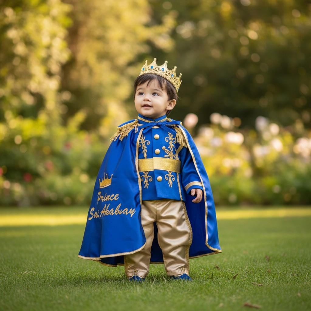 Royal Blue & Gold Baby Prince First Birthday Outfit 2, baby boy first birthday outfit, additional product image 3 by