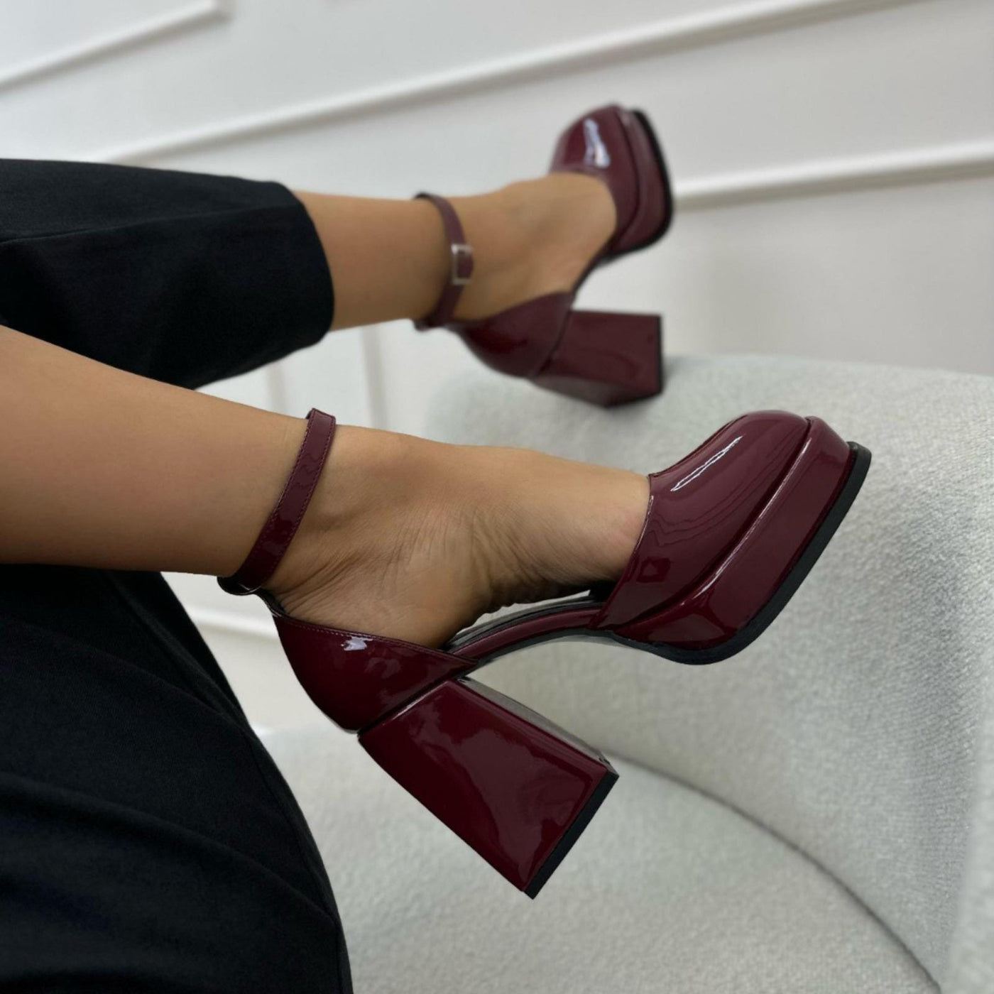 Burgundy Patent Mary Jane Bridal Shoes VOWALISSE bridal shoes – view 5