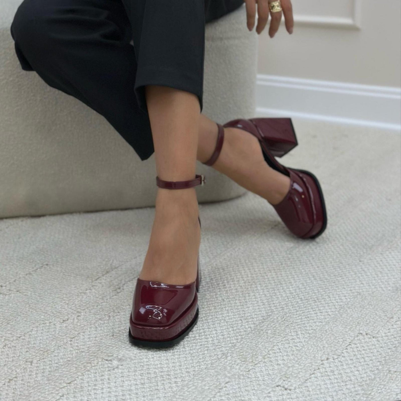Burgundy Patent Mary Jane Bridal Shoes VOWALISSE bridal shoes – view 4