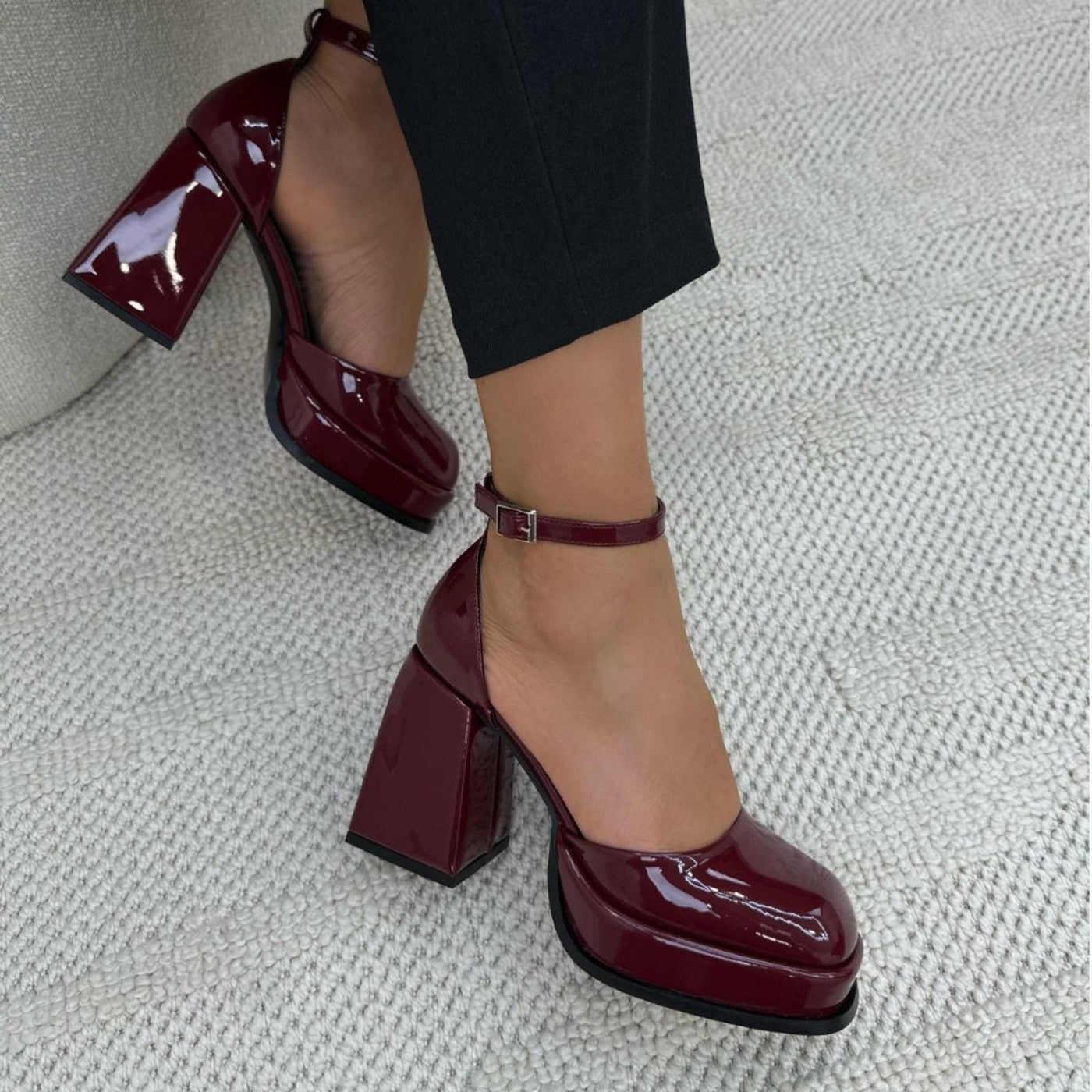 Burgundy Patent Mary Jane Bridal Shoes VOWALISSE bridal shoes – view 3