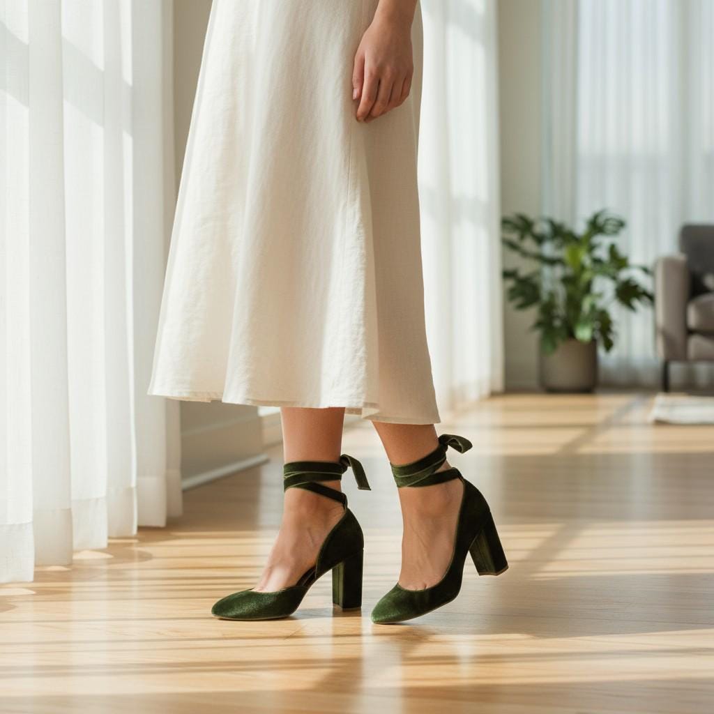Emerald Green Silk Block Heel Bridal Heels VOWALISSE bridal shoes – view 1